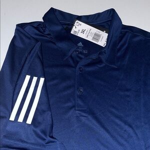 Adidas Golf Shirt Mens 3XL Floating 3-Stripes Polo Sport A480 Blue UPF 50 $60